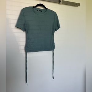 Zara Ribbed Side-Ruched Crop Tee